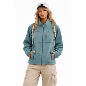 K-Way Technical Design Fleece Jacket Full Zip Outdoorsy S Teal Blue